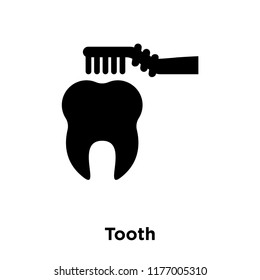 Tooth icon vector isolated on white background, logo concept of Tooth sign on transparent background, filled black symbol