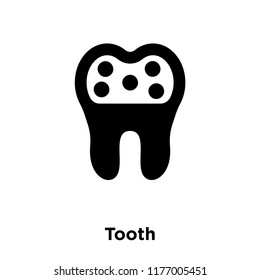 Tooth icon vector isolated on white background, logo concept of Tooth sign on transparent background, filled black symbol