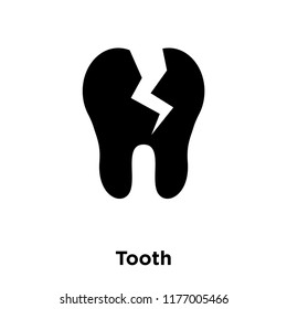 Tooth icon vector isolated on white background, logo concept of Tooth sign on transparent background, filled black symbol