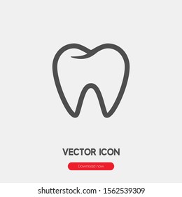 tooth icon vector. Linear style sign for mobile concept and web design. tooth symbol illustration. Pixel vector graphics - Vector.