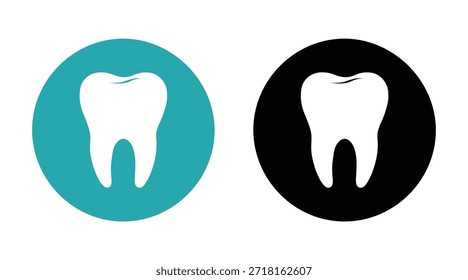 Conjunto de vetor do ícone do dente - Cuidado dentário, símbolo do dentista em cor e silhueta preta
