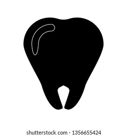 tooth icon. vector silhouette illustration on a white background.