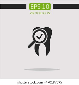 tooth icon vector.magnifying glass