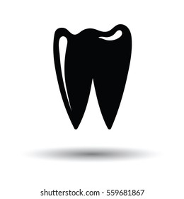 Tooth icon. White background with shadow design. Vector illustration.