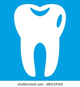 Tooth icon white isolated on blue background vector illustration