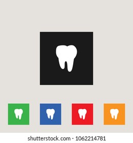 Tooth icon in white, stock vector illustration, EPS10.