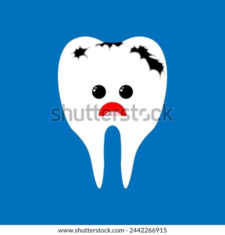 Tooth icons. bad teeth with tooth decay. Oral dental hygiene. vector illustration