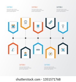 Tooth icons colored line set with tooth x-ray, no sweet, tooth protection and other dentist elements. Isolated vector illustration tooth icons.