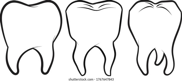 Tooth Icons Isolated On White Background - Dentist Symbol