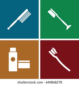 Tooth icons set. set of 4 tooth filled icons such as toothbrush, tooth brush