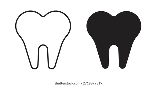 Ícones de dentes definidos isolados na ilustração de vetor plano de fundo branco.