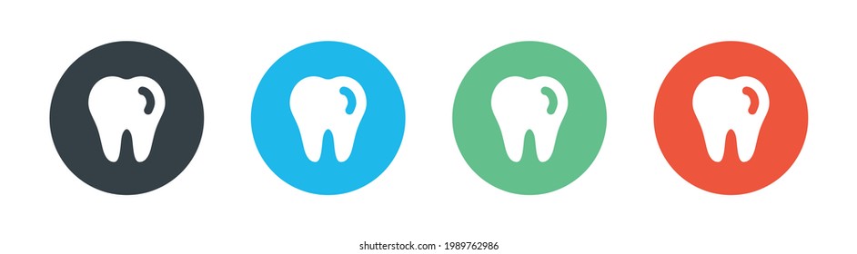 Tooth icons set on circle colorful design. Dental concept
