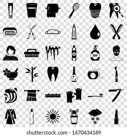 Tooth icons set. Simple style of 36 tooth vector icons for web for any design