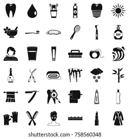 Tooth icons set. Simple style of 36 tooth vector icons for web isolated on white background