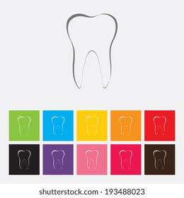 Tooth icons set - Vector