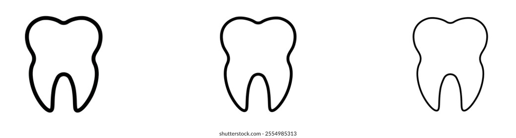Tooth icons in tree different stroke sizes