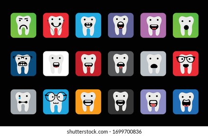 tooth icons vector design isolated on black