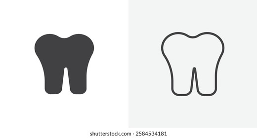 Tooth icons vectors illustrations in black fill and liner versions