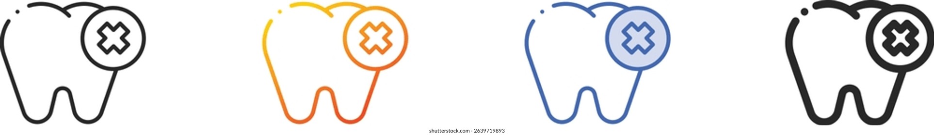 tooth icon.Thin Linear, Gradient, Blue Stroke and bold Style Design Isolated On White Background