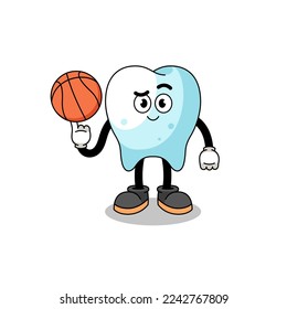 ilustración dental como jugador de baloncesto , diseño de caracteres