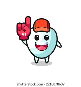 tooth illustration cartoon with number 1 fans glove , cute design