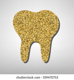 Tooth  illustration. Golden icon