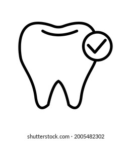 tooth illustration icon with correct tick symbol.