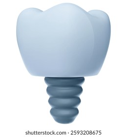 Tooth implant in 3d realistic glossy style. Bright medical design element. Minimal dental healthcare vector illustration.