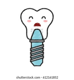 tooth implant character icon vector illustration design