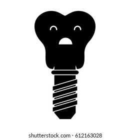 tooth implant character icon vector illustration design