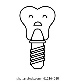 tooth implant character icon vector illustration design