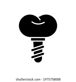 Tooth implant glyph icon. Dental services and therapy. Vector isolated black illustration.