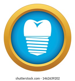 Tooth implant icon blue vector isolated on white background for any design