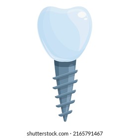 Tooth implant icon cartoon vector. Crown oral. Bone procedure