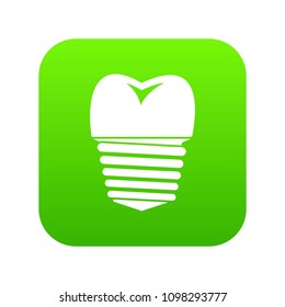 Tooth implant icon digital green for any design isolated on white vector illustration