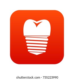 Tooth implant icon digital red for any design isolated on white vector illustration