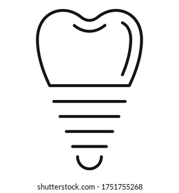 Zahn-Implantatsymbol. Umrissenes Zahnimplantat-Vektorsymbol für Webdesign einzeln auf weißem Hintergrund