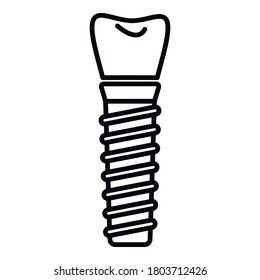 Tooth implant icon. Outline tooth implant vector icon for web design isolated on white background