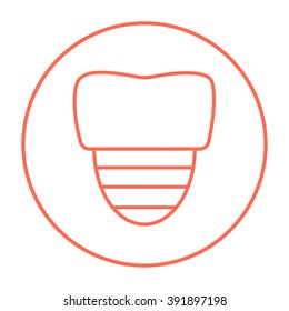Tooth implant line icon.