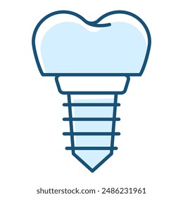 Tooth implant line icon vector isolated. Concept of dentistry. Oral health, dental surgery for artificial tooth implantation.