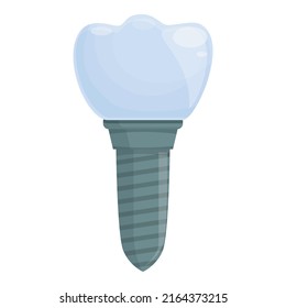 Tooth implant process icon cartoon vector. Dental crown. Care clinic