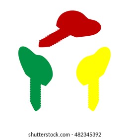 Tooth implant sign illustration. Isometric style of red, green and yellow icon.