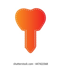 Tooth implant sign illustration. Orange applique isolated.