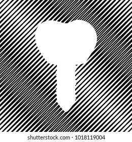 Tooth implant sign illustration. Vector. Icon. Hole in moire background.