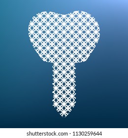 Tooth implant sign illustration. Vector. White textured icon at lapis lazuli gradient background.