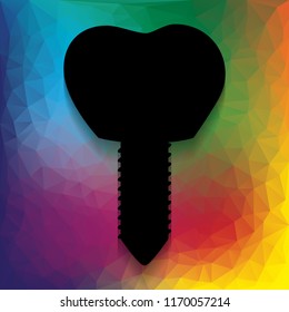 Tooth implant sign illustration. Vector. Flat style black icon on white.