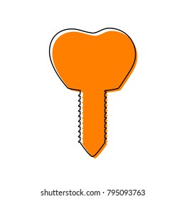 Tooth implant sign illustration. Vector. Black line icon with shifted flat orange filled icon on white background. Isolated.