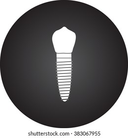 Tooth implant simple icon  on round background