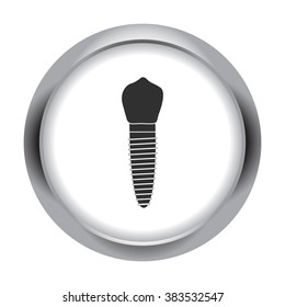 Tooth implant simple icon  on round background