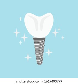 Tooth implant , Vector Illustration.
